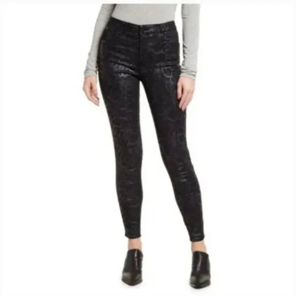 Kut From the Kloth Mia Ankle Toothpick Skinny Black Snakeskin Jeans - Size 6